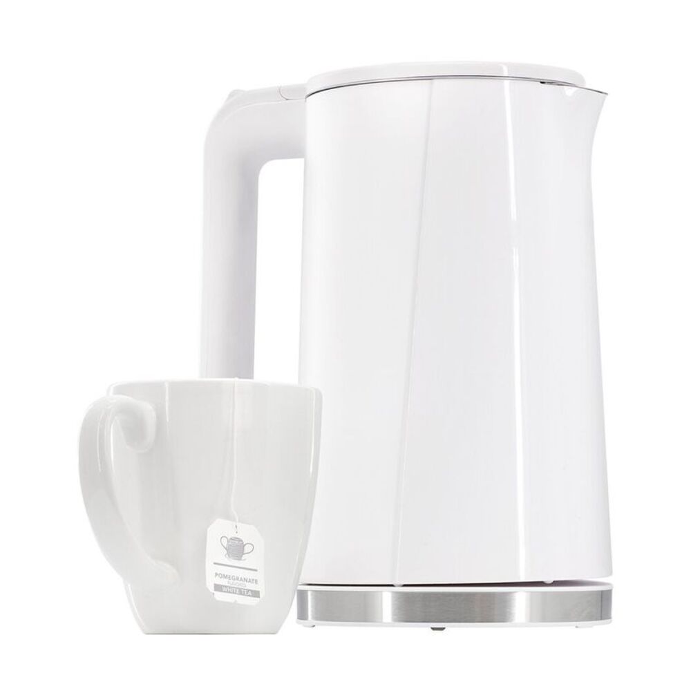 Megachef 1.7 Quart Double Wall Stainless Steel Electric Tea Kettle In White,